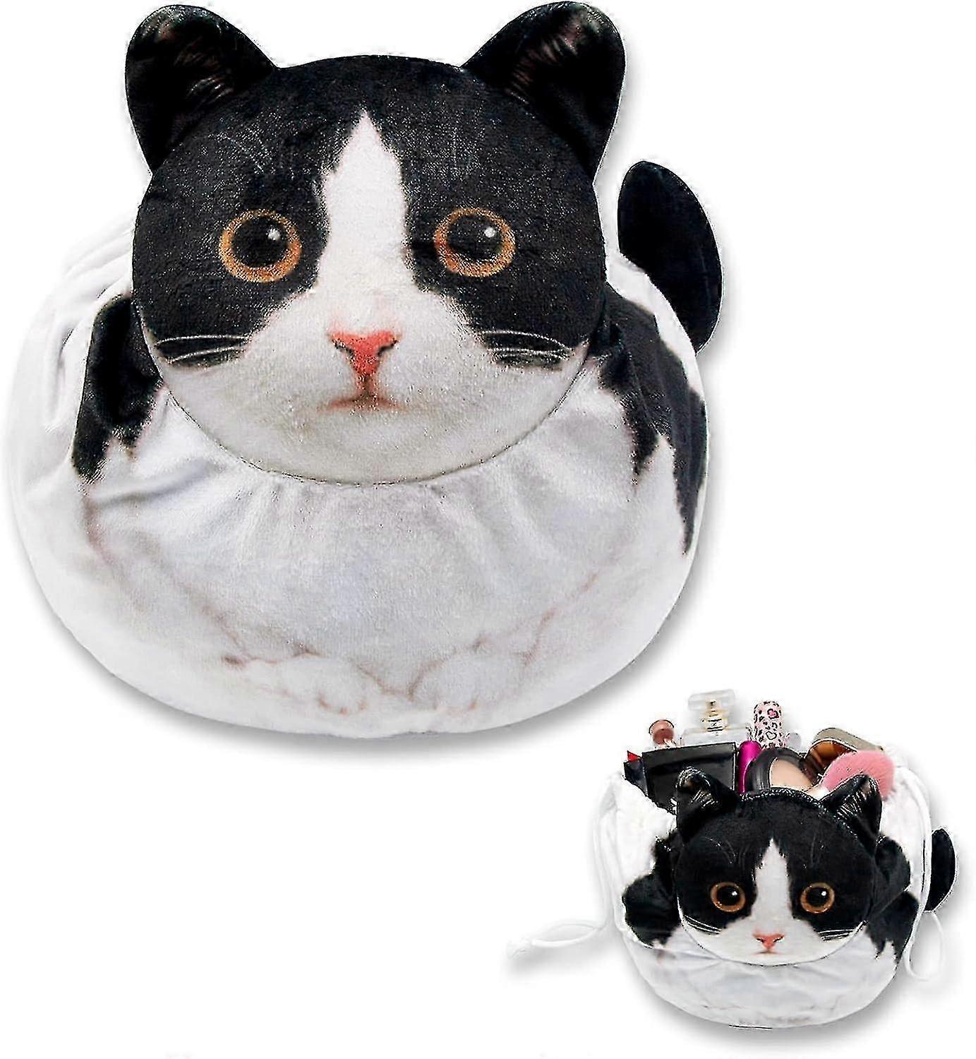 3D Cat Face Drawstring Cosmetic Bag