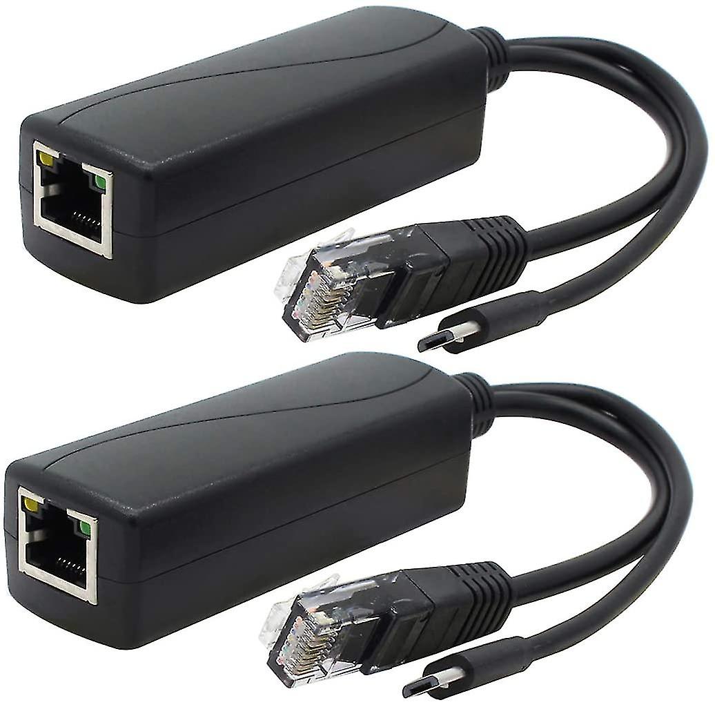 2-pack Gigabit Poe Splitter, 48v To 5v 2.4a Micro Usb Ethernet Adapter, Works With Raspberry Pi 3b+, Ip Camera And More