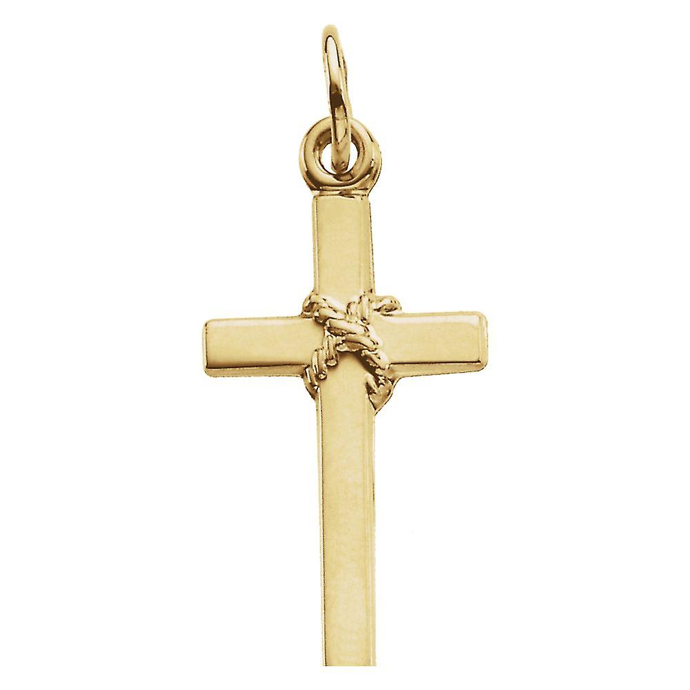 14k Yellow Gold Religious Faith Cross Pendant Necklace 16x9.5mm Jewelry