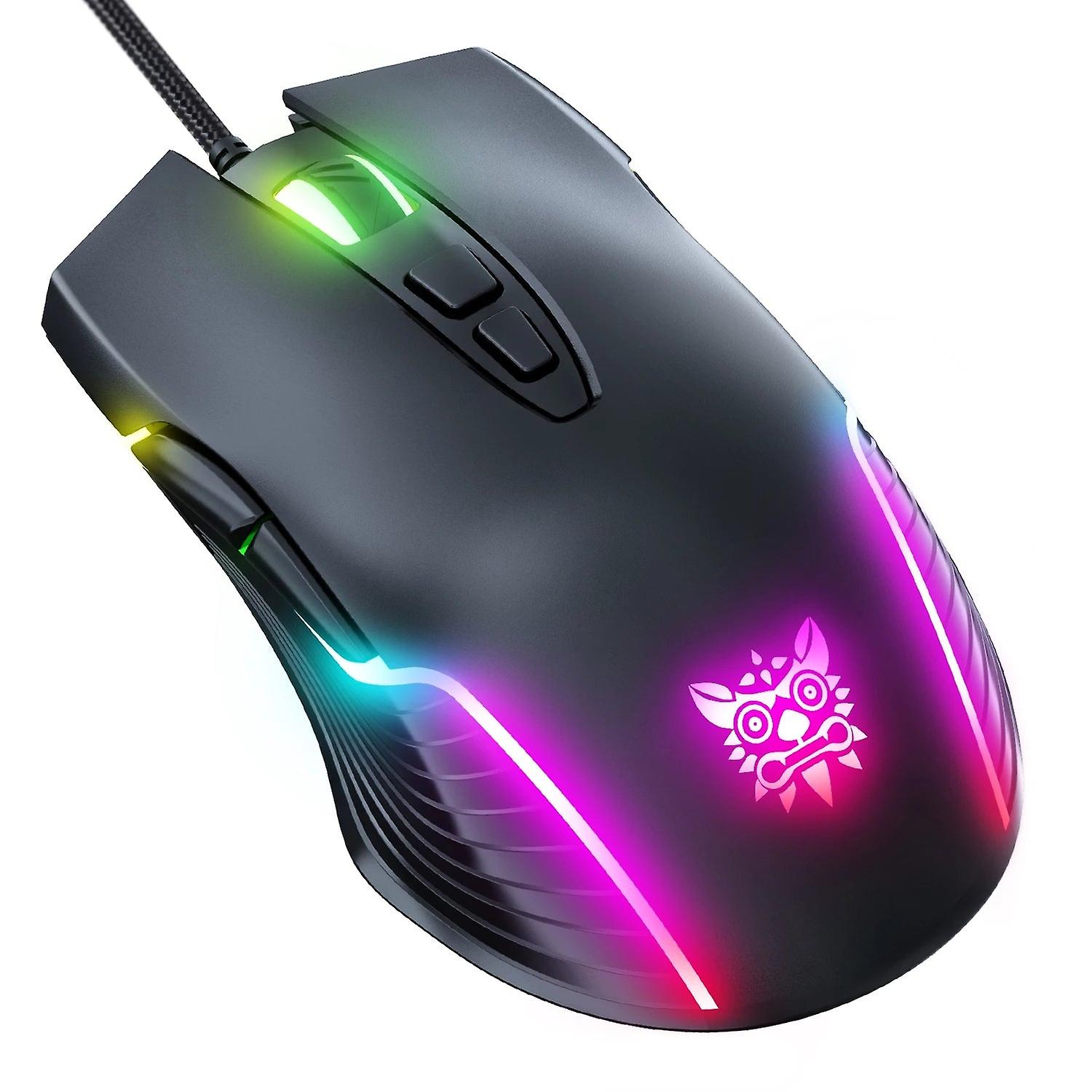 ONIKUMA Wired Gaming Mouse 6 Levels Adjustable 6400 DPI 7 RGB Lighting Modes Ergonomic Mice