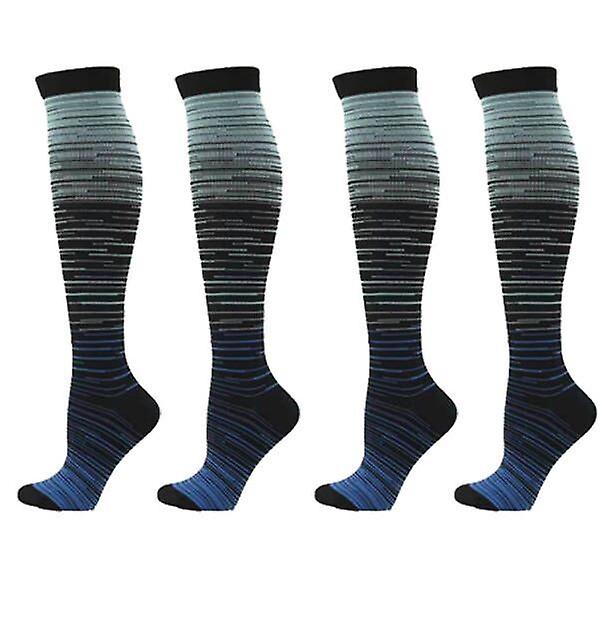 2 Pairs Of Men's And Women's Gradient Mix Color Pressure Sports Socks