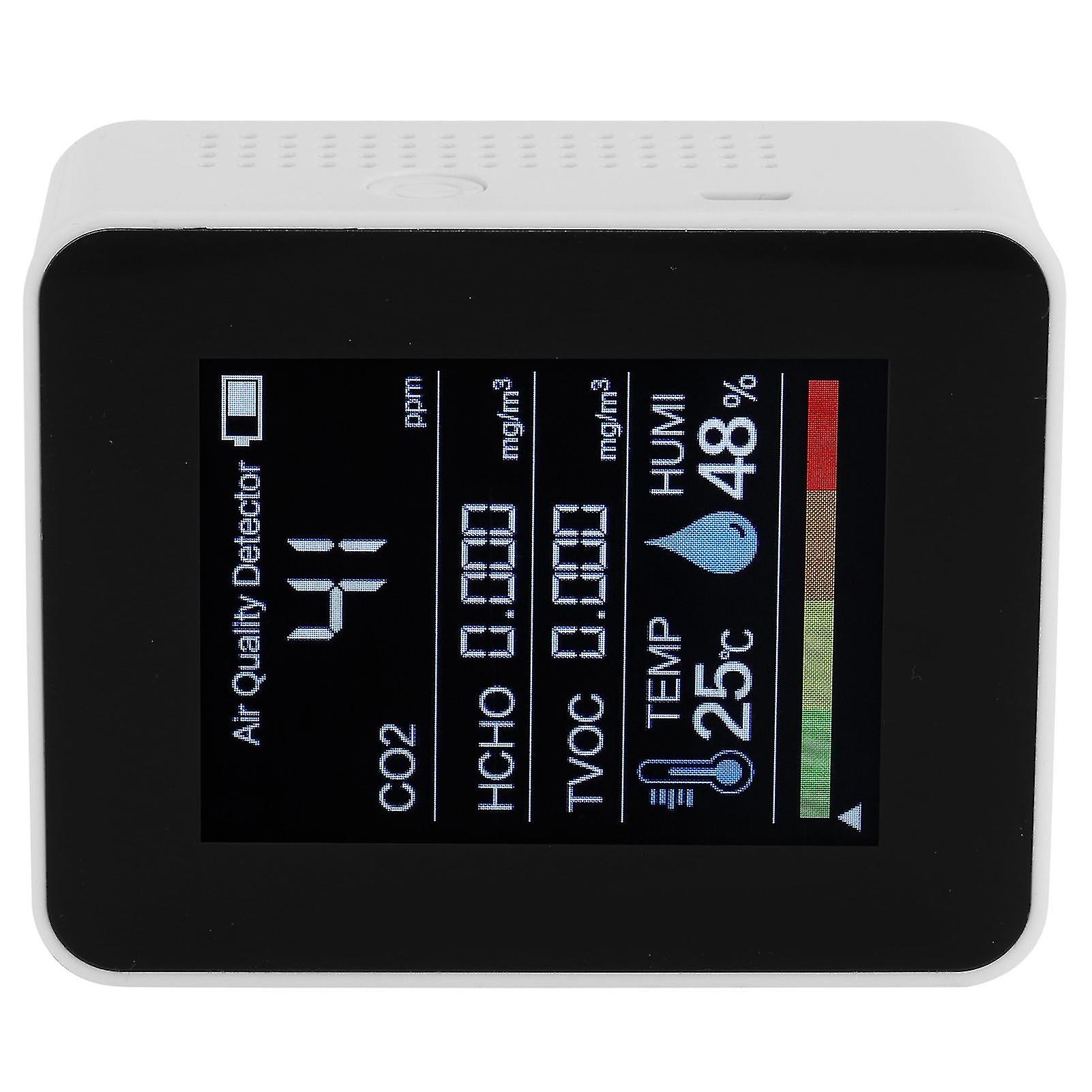 Carbon Dioxide Co2 Hcho Detector Portable Air Quality Monitor Temperature Humidity Testerwhite