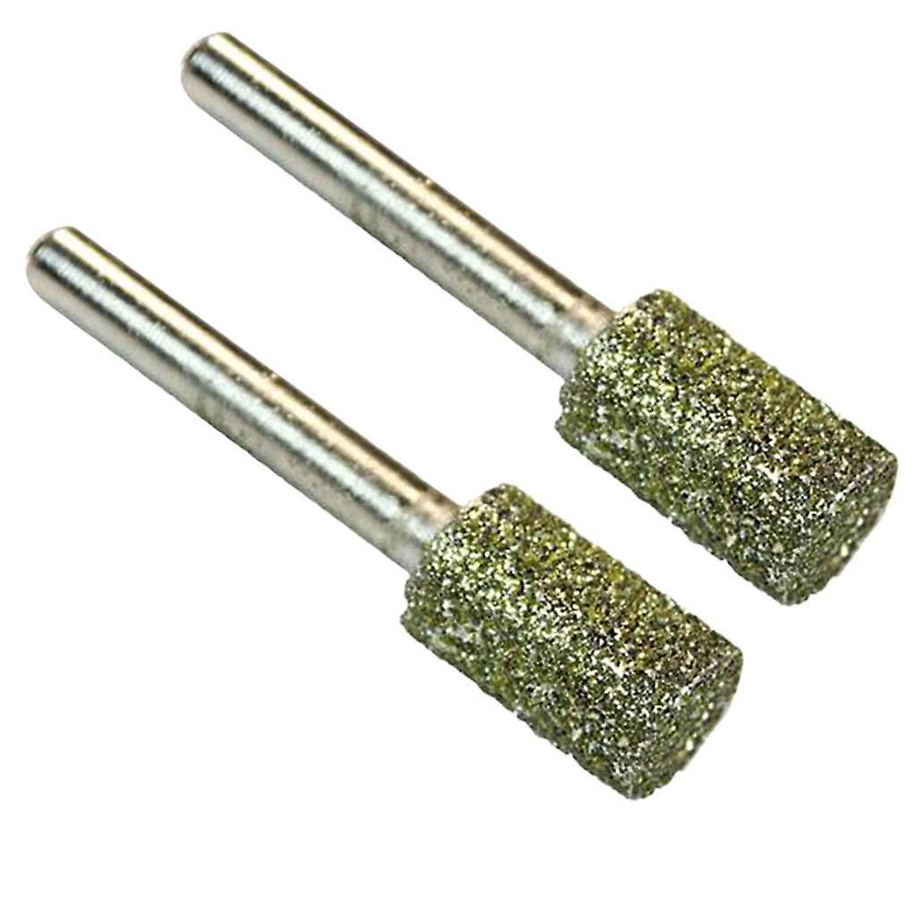 2pcs Diamond Coated Head Mounted Points Abrasive Cylinder Grinding Bit 14mm