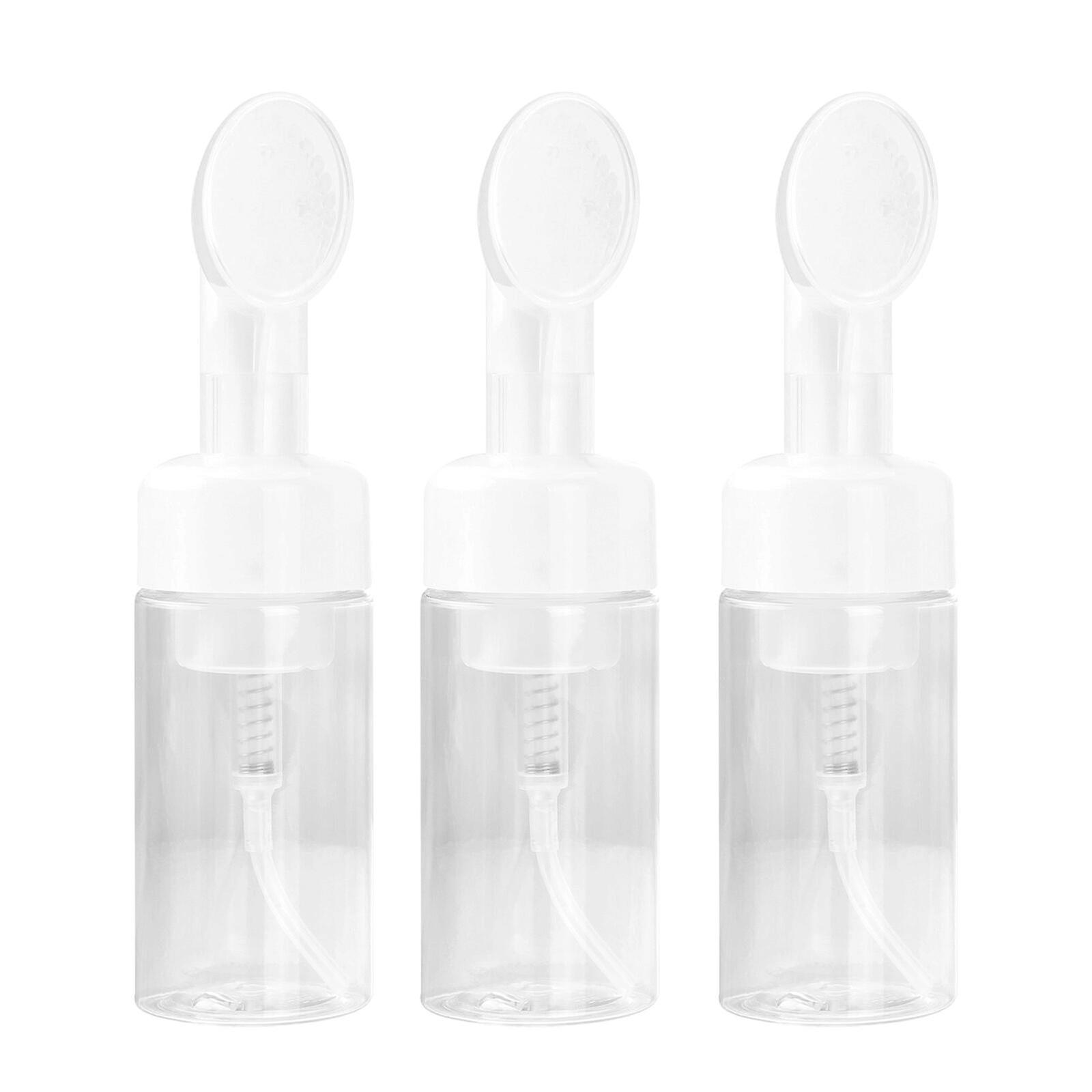 3pcs Transparent Plastic Foaming Bottles Portable Sub Bottles Brush Bottles