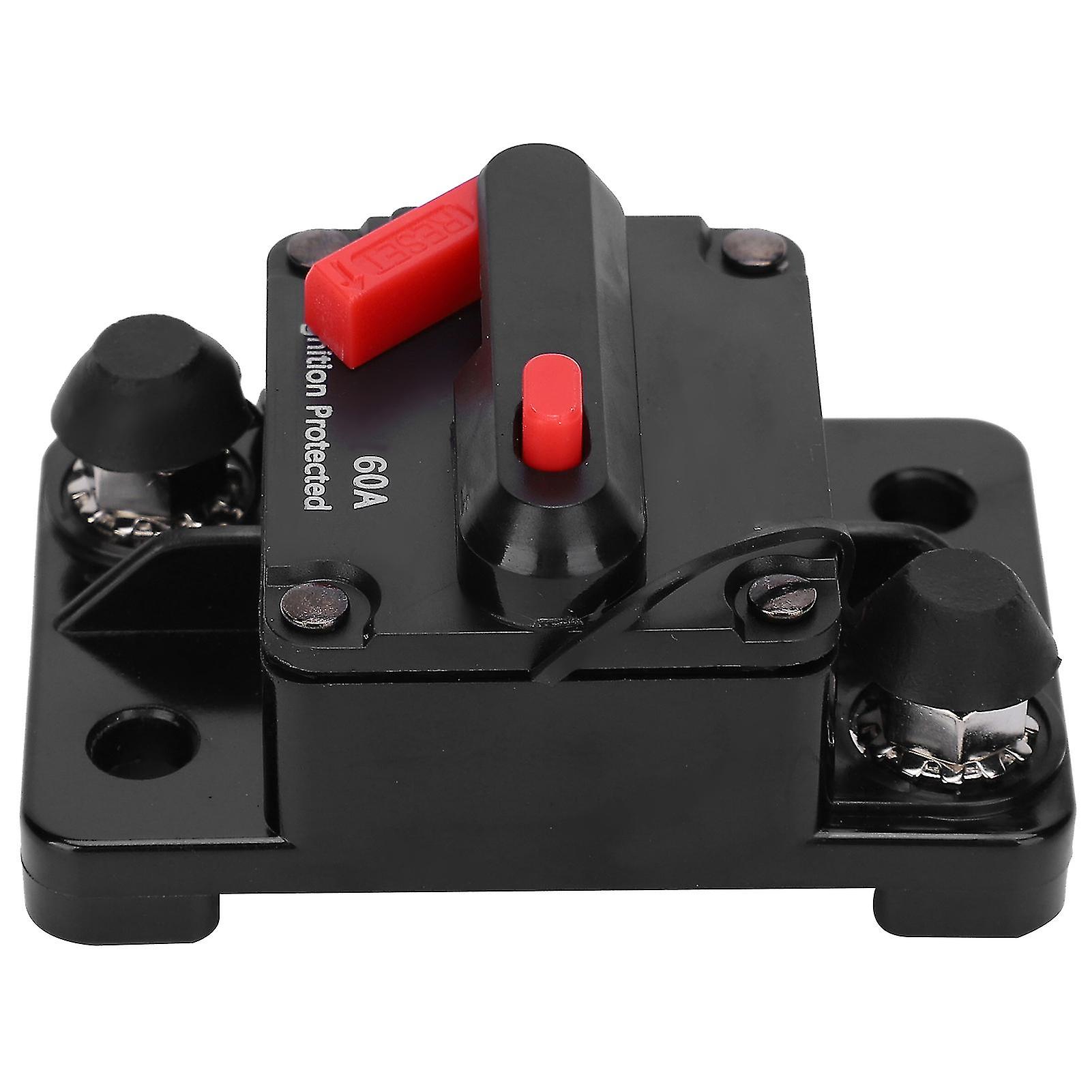 Risegun Circuit Breaker Circuit Breaker Auto Reset Holder Copper Waterproof Switch 60A DC12‑42V Red