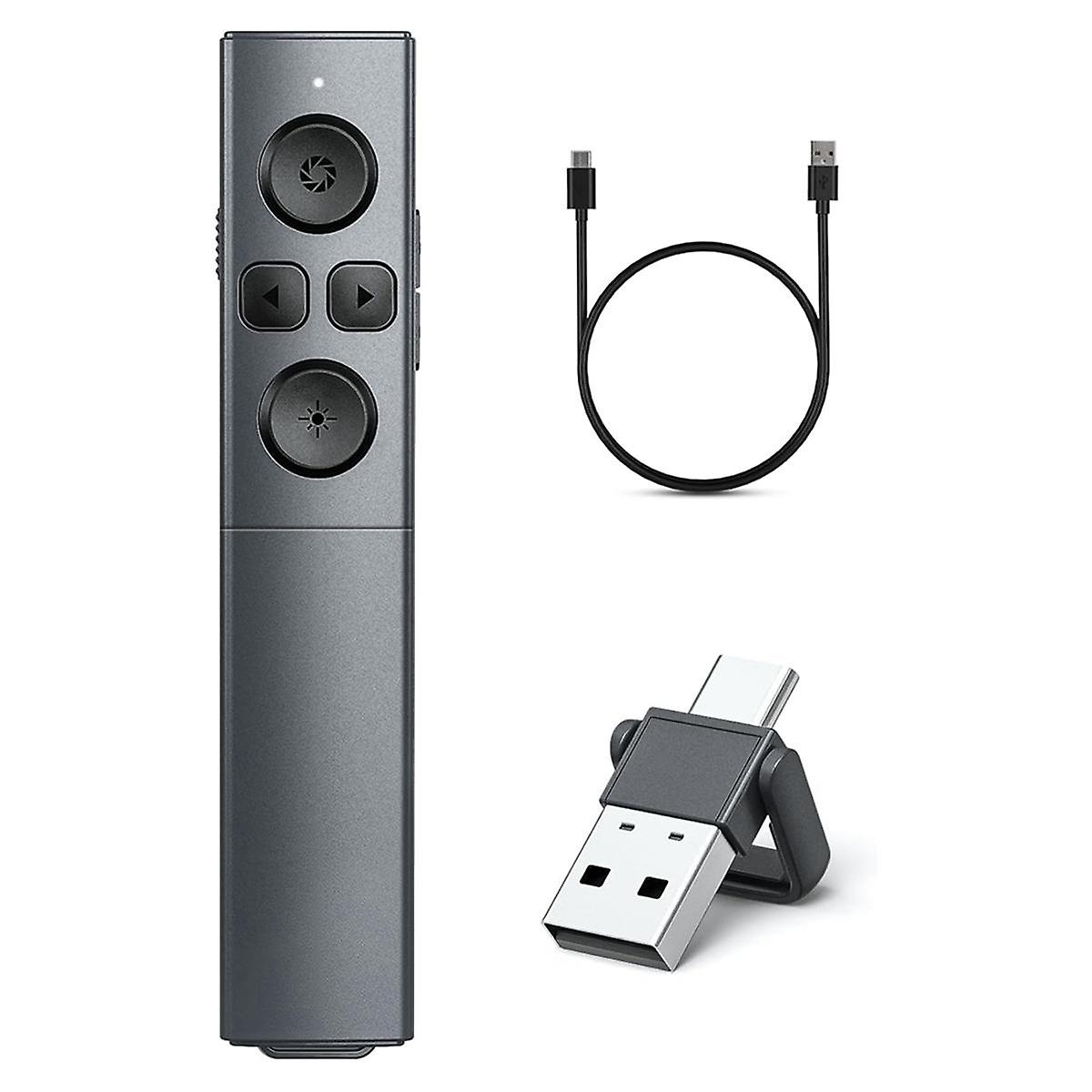 2-In-1 USB Type C Presentation Clicker, Rechargeable Wireless Presenter Remote, Clicker for PowerPo