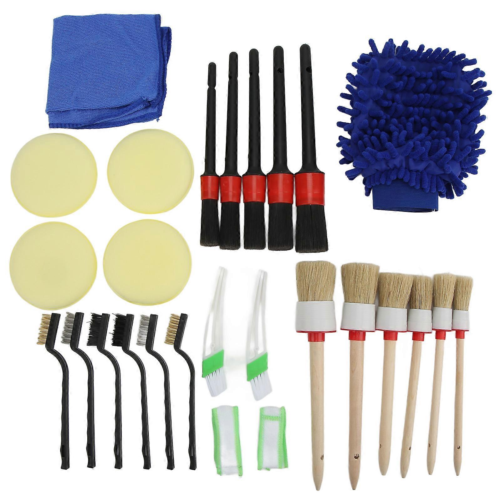 Car Detailing Brushes Set High Density Bristles Strength Flexibility Wet Dry Use Car Wash Kit for Boat Wheel Spoke