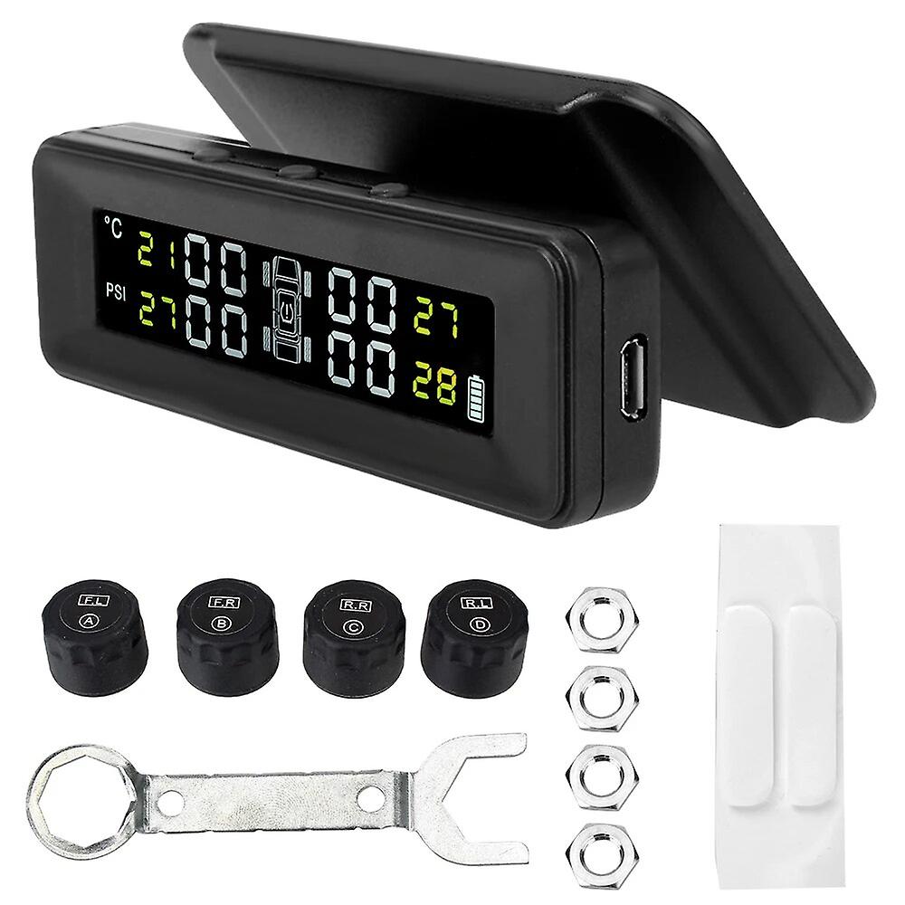 Solar Tmps Sensors Universal Car Tire Pressure Monitoring System Digital Lcd Off Road 4x4 Suv Automobile Accessories Electronics