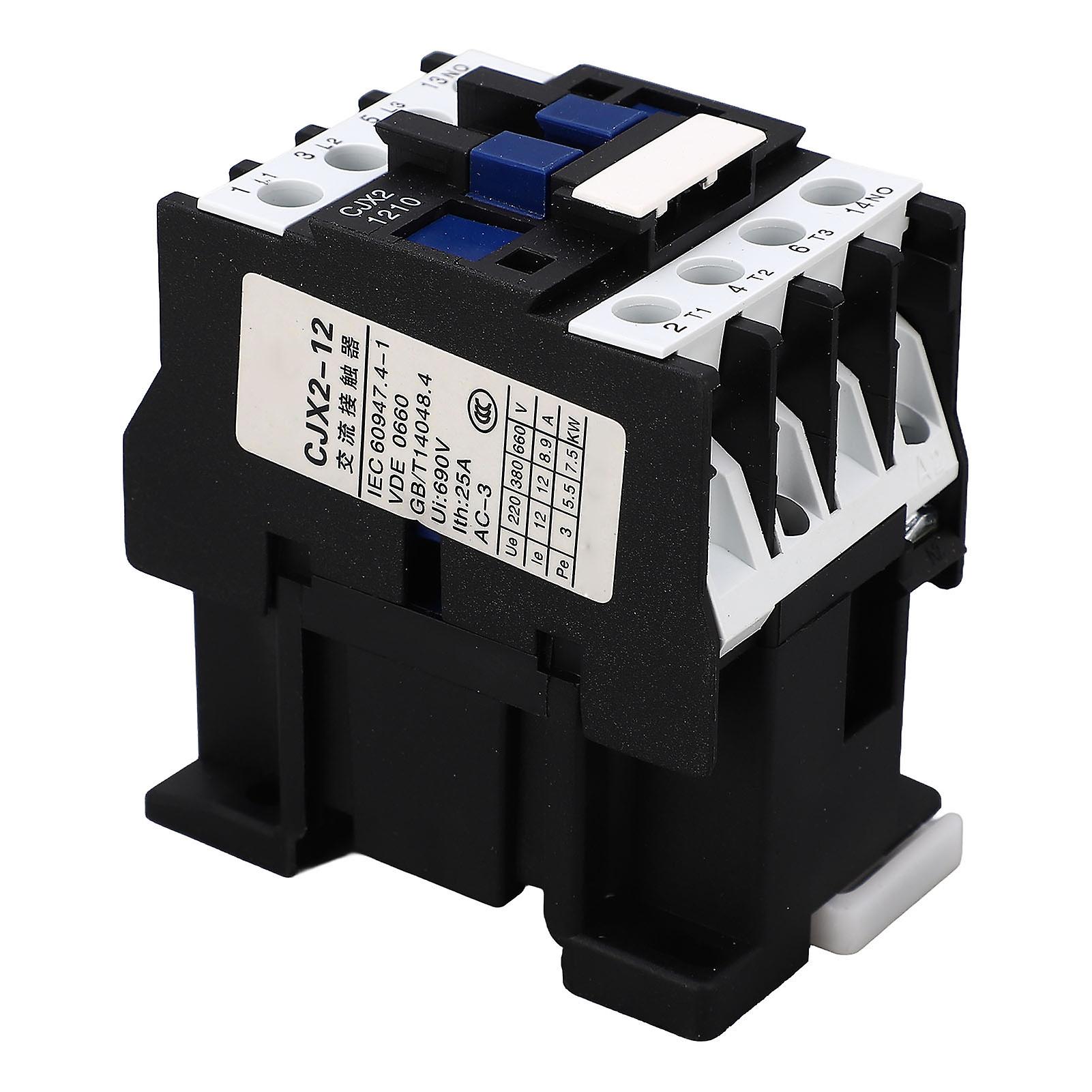 AC Contactor 220V 3P 1NO 12A Rail Mount Silver Contact Low Voltage Motor Controller