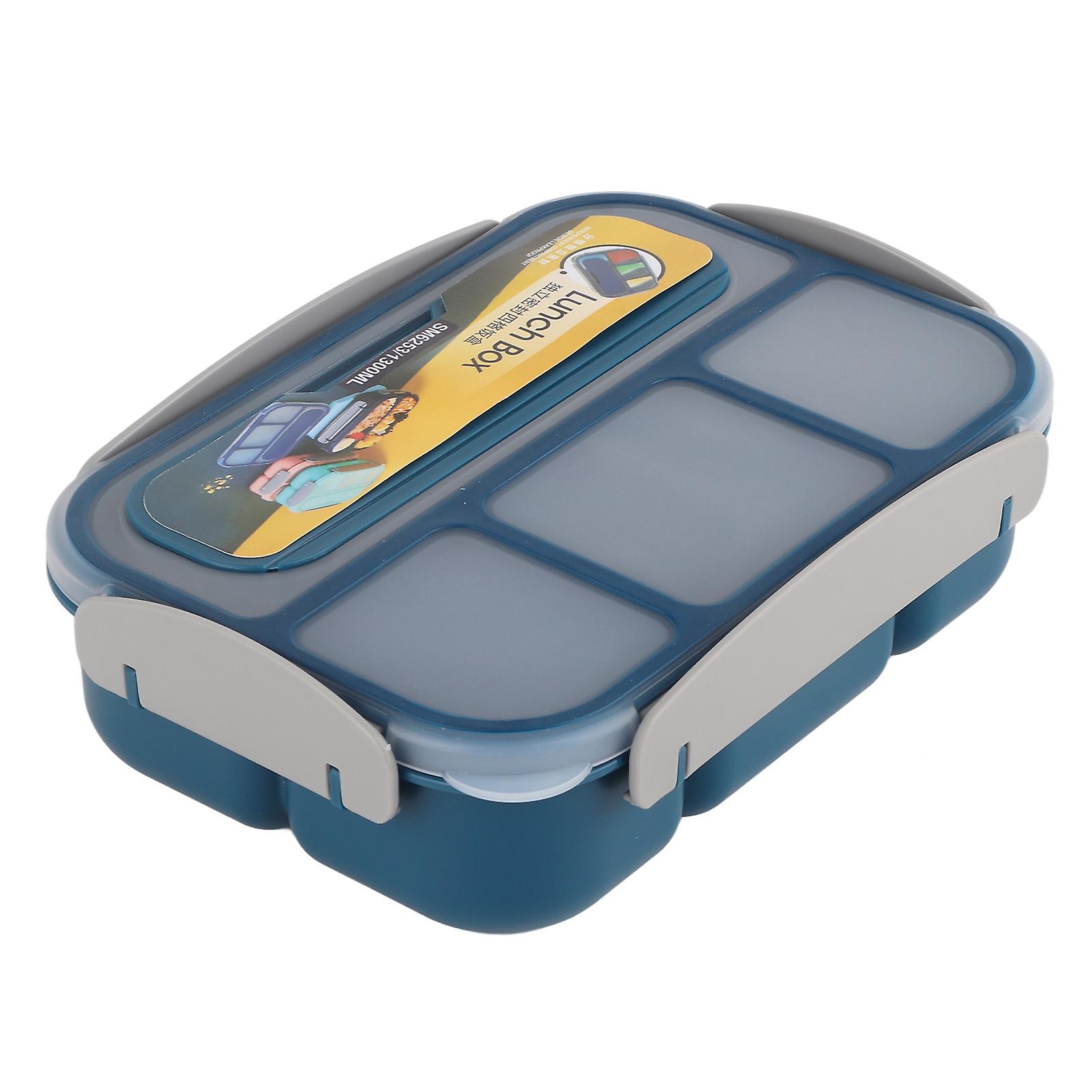 Lunch Box Plastic Bento Box 4 Compartiment 1300ml Albastru pentru studenți Lucrător de birou Cuptor cu microunde disponibil
