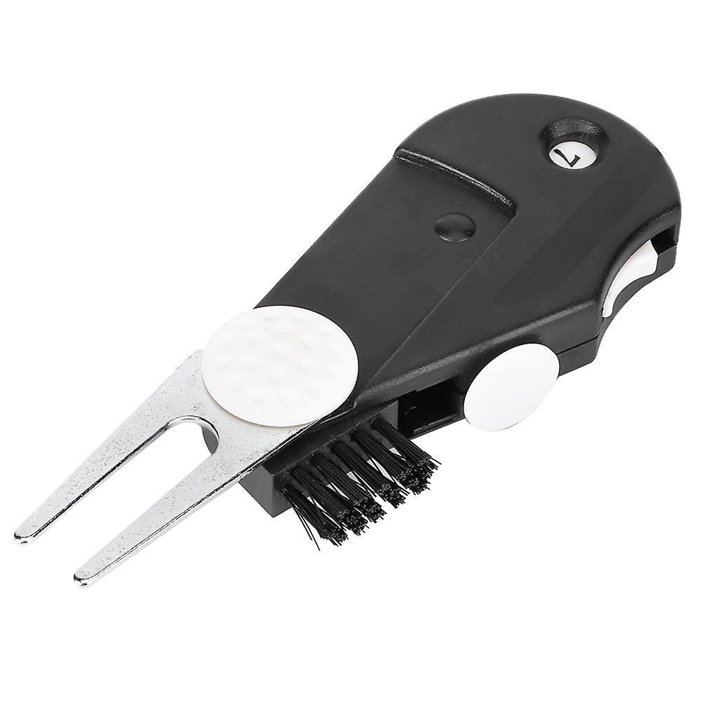 MultiFunction Golf Divot Tool Tool with Tuning Fork Ball Marker Brush Stroke Counter and Belt Clip