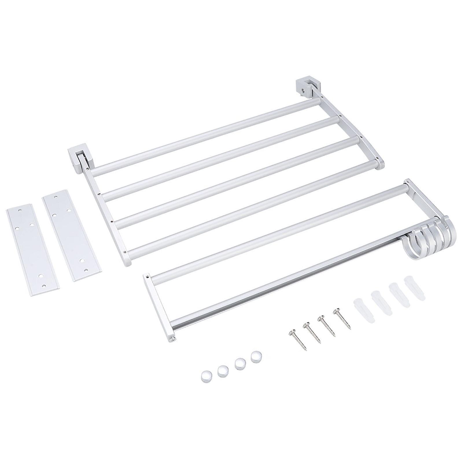 Wall-Mounted Aluminium Dual-Layer Towel Rack 37cm Length Space-Saving Design Sturdy Bathroom Shelf Easy Installation Durable Material for Organisin