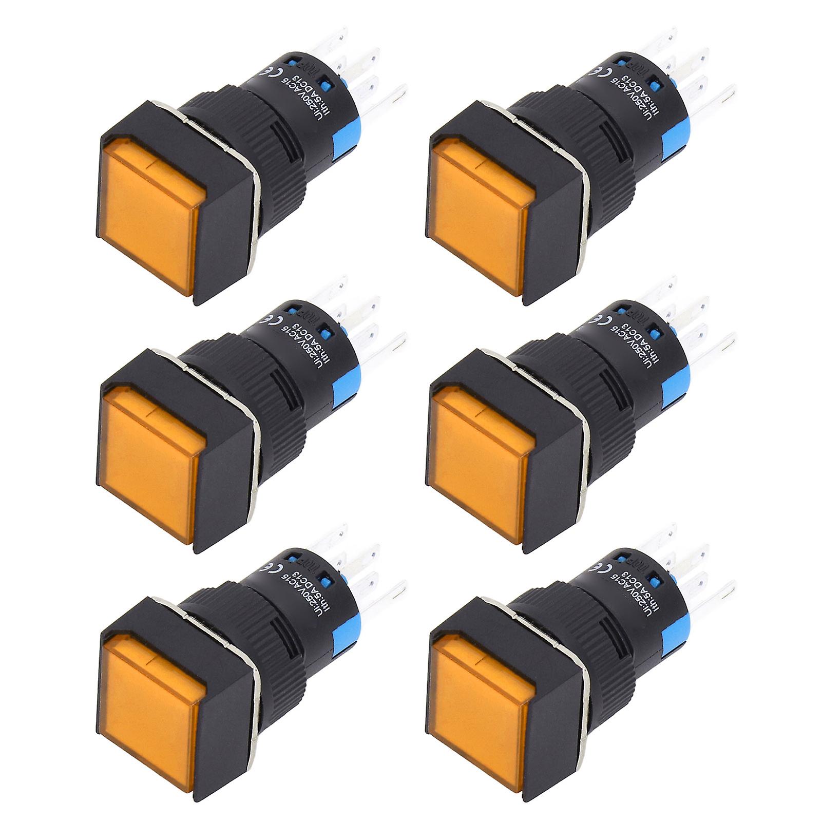 8 Pin Self Locking Push Button Switch with Light, 25Pcs 16mm for Distribution Box