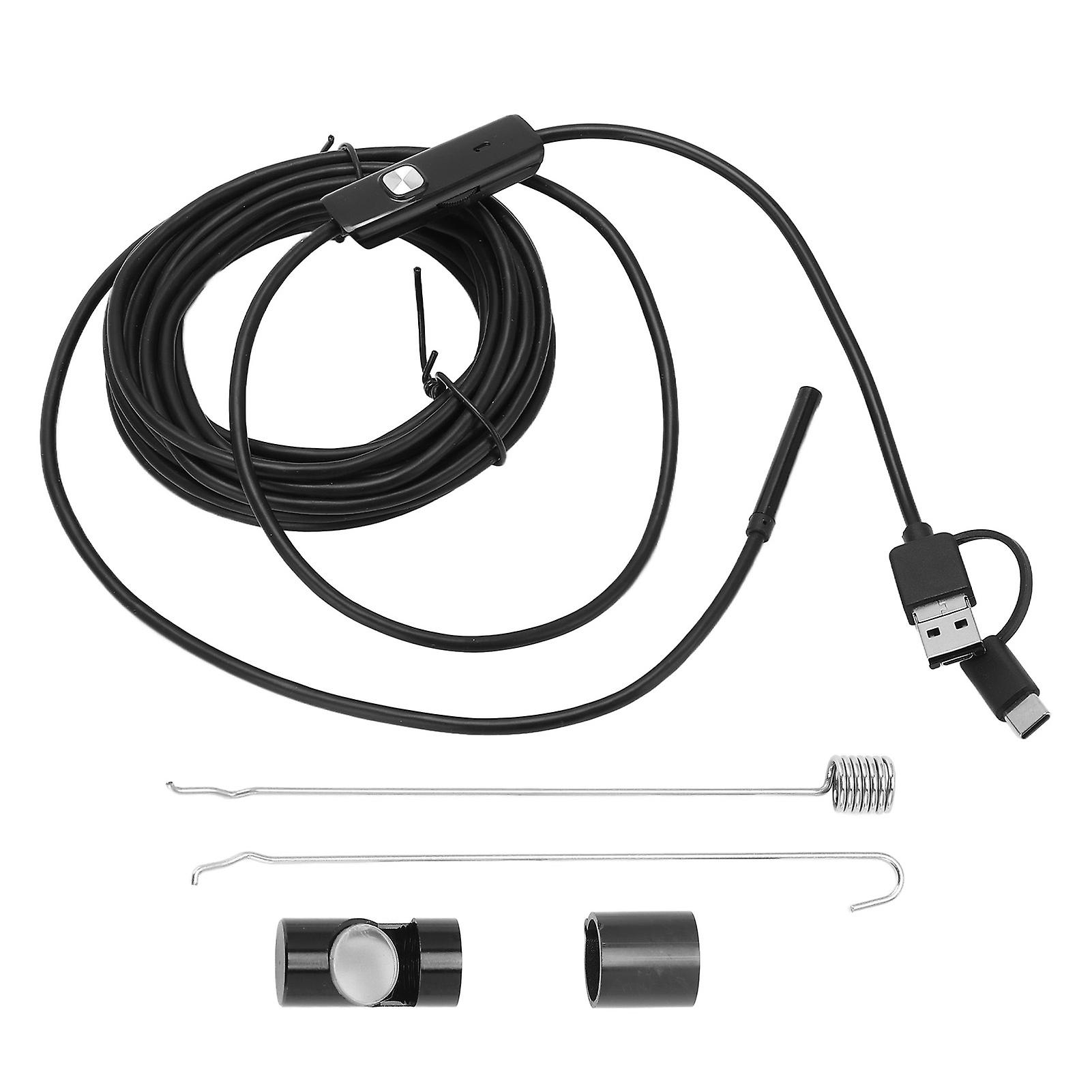 Endoscope 3 en 1 AN100-5.5, fil flexible de 5,5 mm, pour téléphone Android, boroscope, inspection automobile de pipelines, 5 m