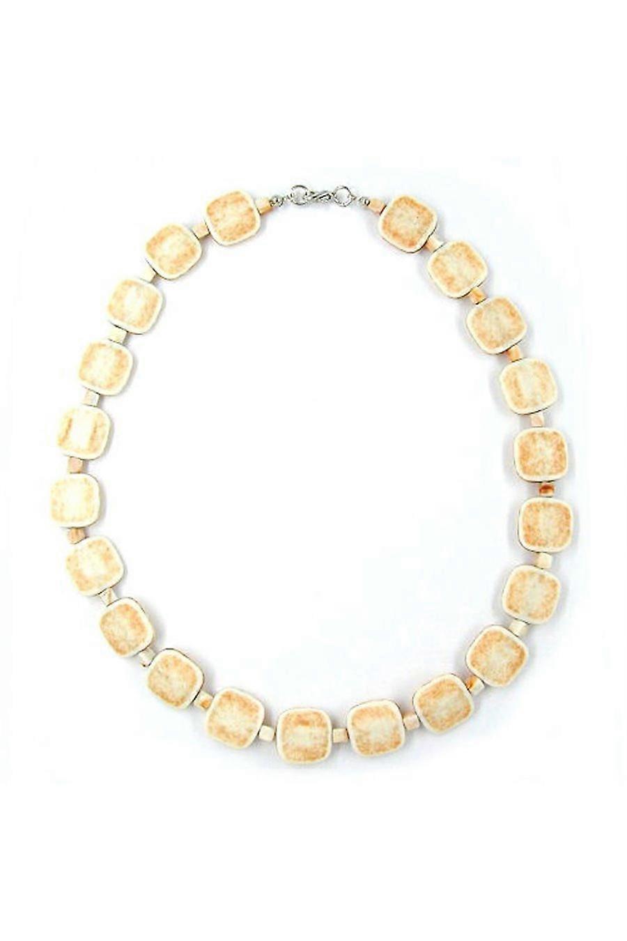 Necklace Square Beads Beige-nature 42cm - Gl00905