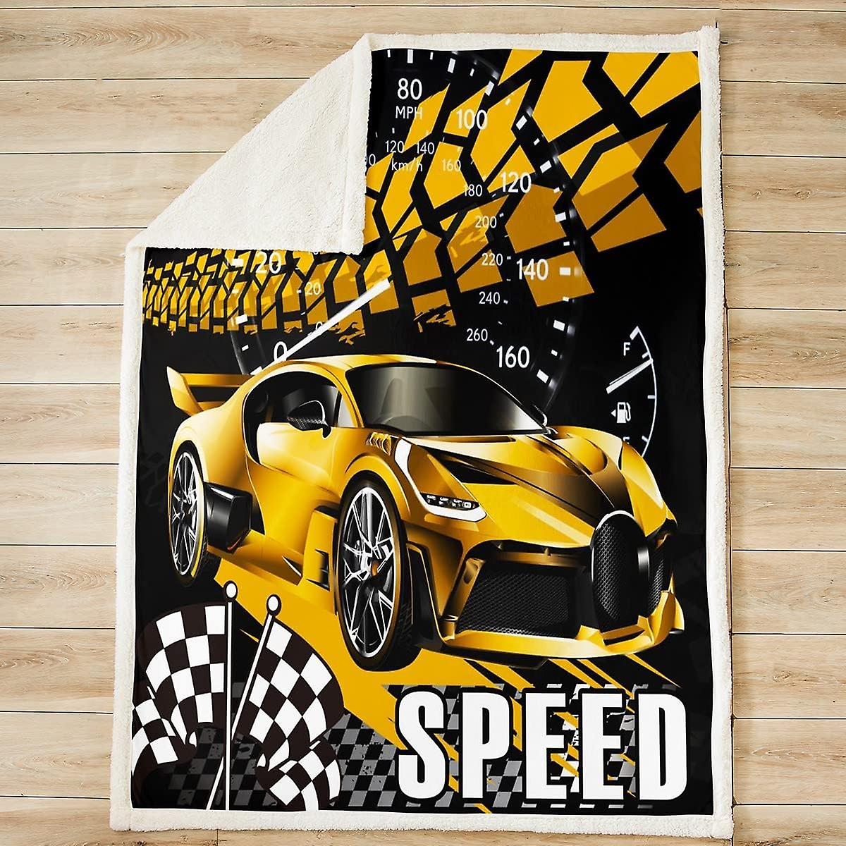 Rennsport-Plüschdecke – Auto-Motiv, Fleece & Sherpa, 127x152 Cm, Für Couch, Bett, Als Überwurf