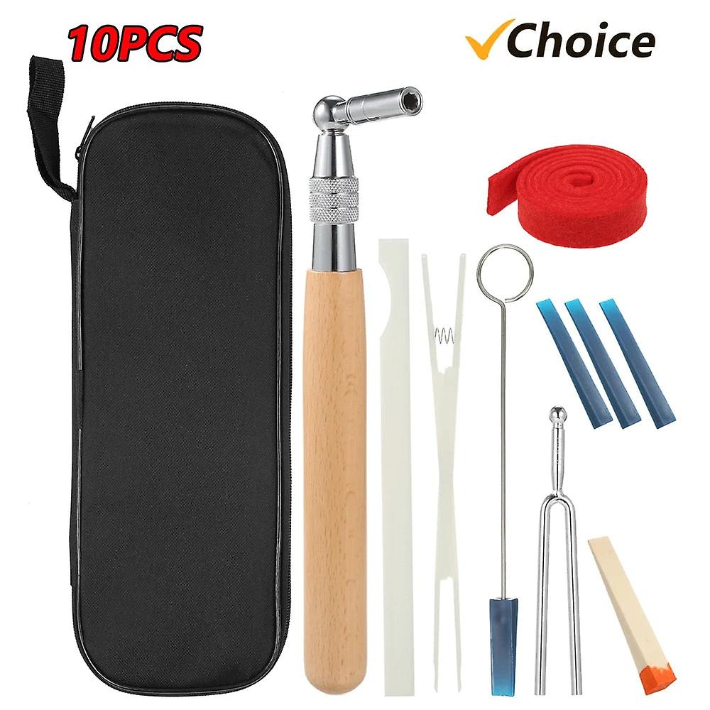 10/16Pcs Piano Kit Professional Long Handle Tuning Wrench Rubber Mutes Temperament Felt Strip Fork