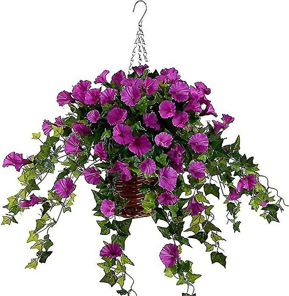 Outdoor/Indoor Artificial Rattan Petunia Hanging Basket