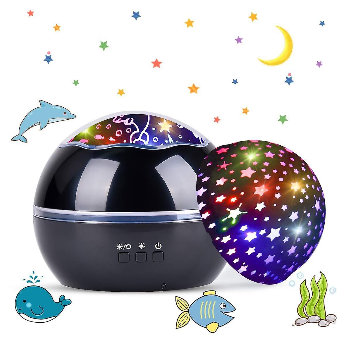 LED Projector Lamp, Starry Sky Baby Night Light 2 in 1 Ocean Projector & Stars 360 ° Bedside Lamp 36