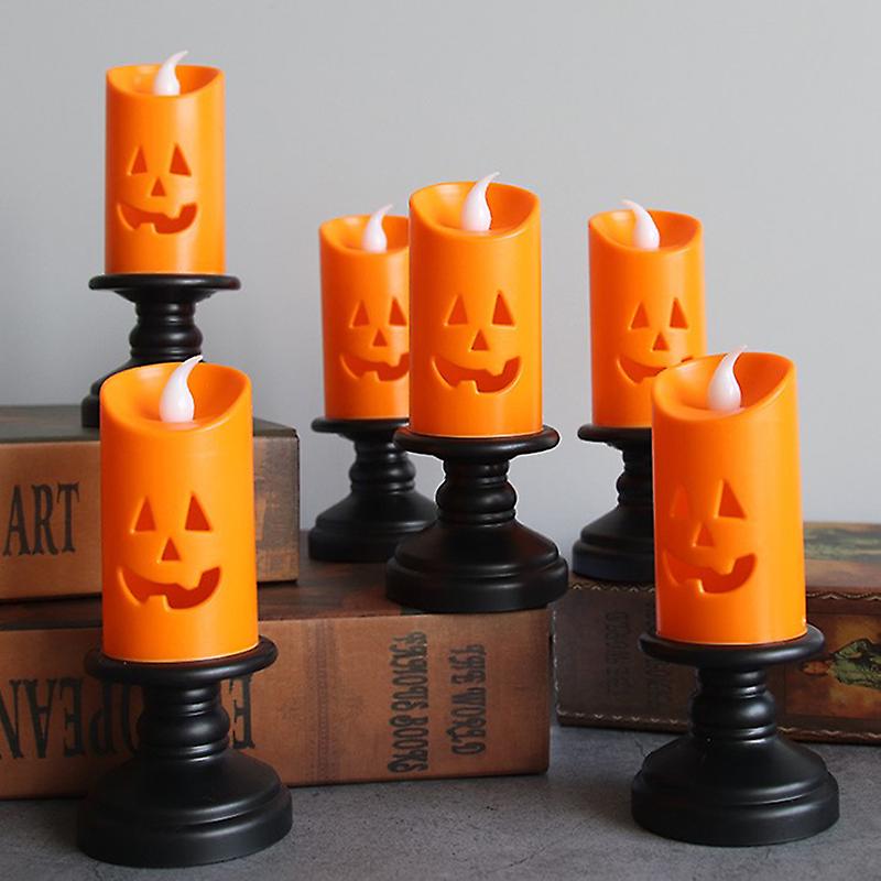 Halloween Candle Light LED Colorful Candlestick Table Top Decoration Pumpkin