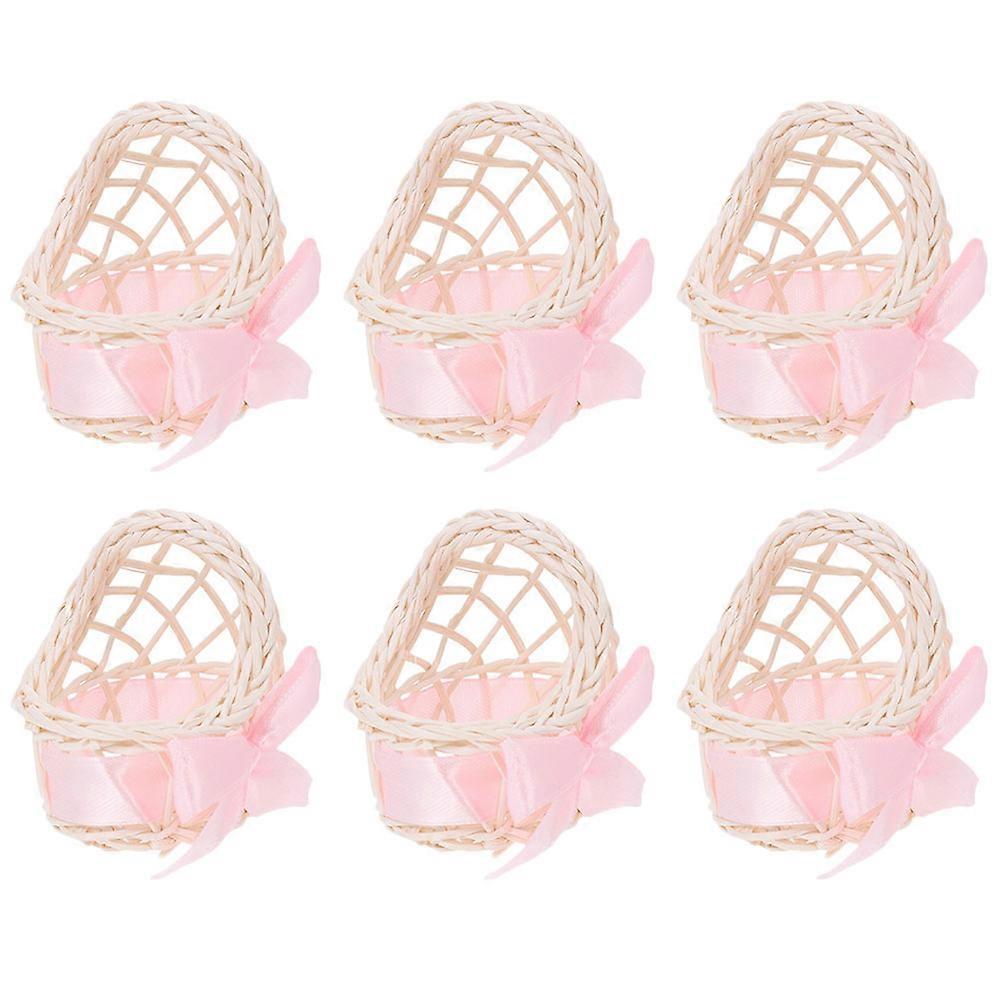 6kpl minirottinki kudottu kukkakori kukkakauppa kukkakauppa työpöydän koristeet nukkekotitarvikkeet vaaleanpunainen