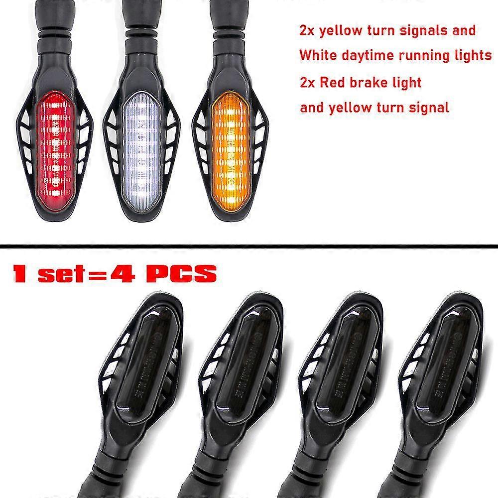 Exquisite Universal 12v Motorcycle Motorbike Led Turn Signal Tail Light Flowing Flashing Brake Drl Daytime Warning Running Lamp