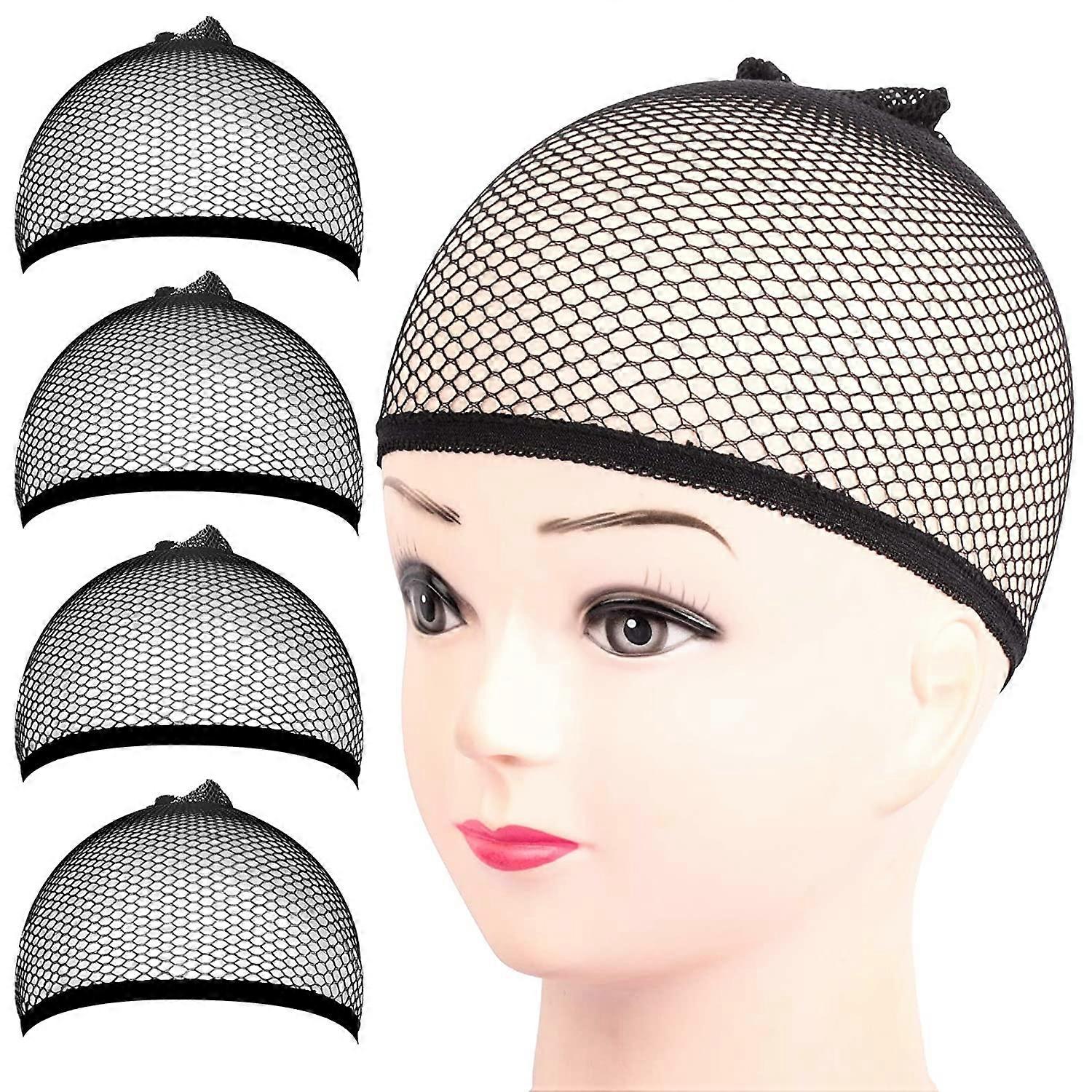 Nirvana Wig Cap, 4PCS Black Mesh Wig Cap Net, Κλειστό Άκρο Hair Mesh Net Wig Caps, Liner Weaving Caps για Γυναίκες, Άνδρες, Παιδιά