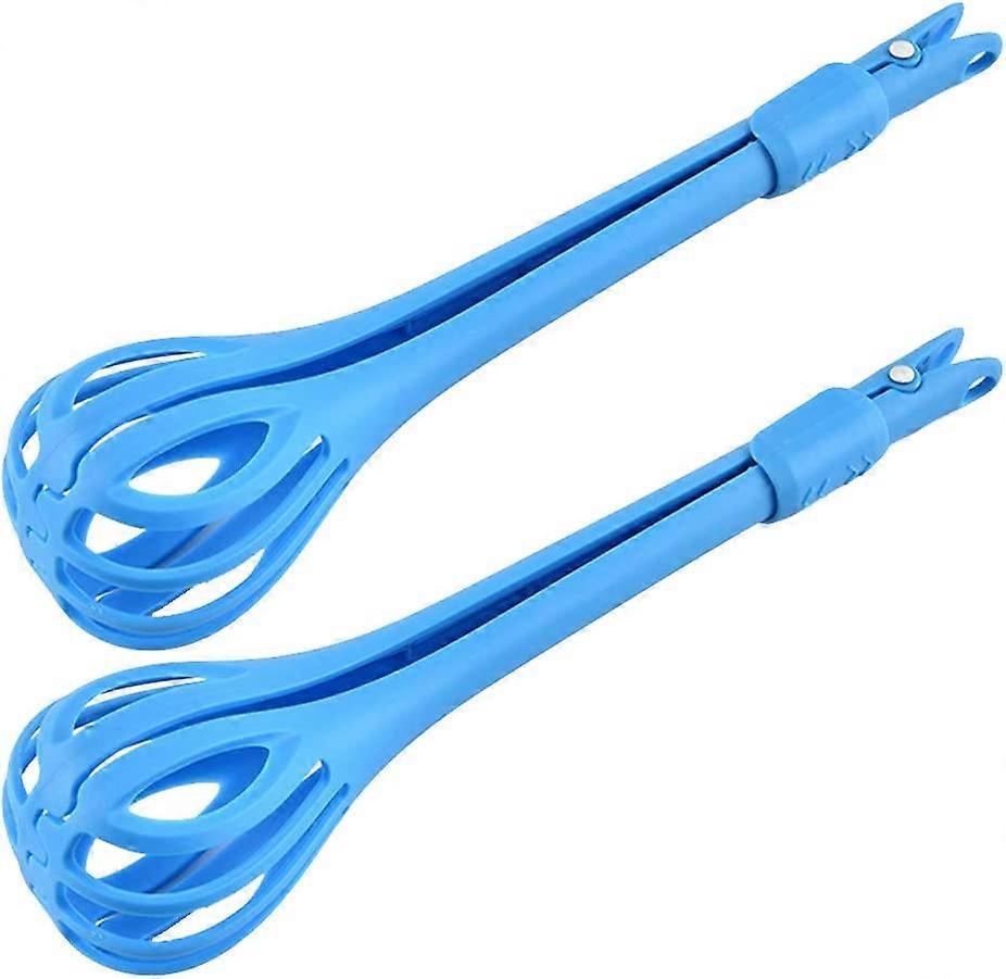 Egg Whisk,2pcs Plastic Food Serving Tongs Egg Separator Manual Blender Multifunction(Blue)