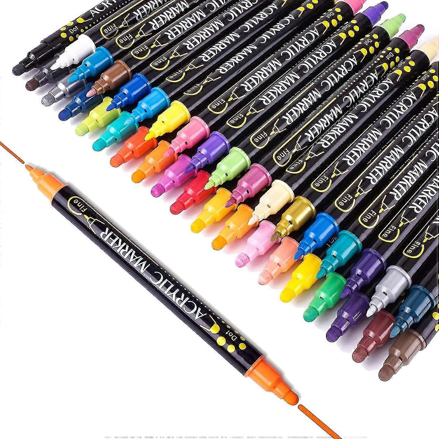 2024 Acrylic Paint Pens, 36 Colors Tip Paint Markers With Extra Fine Tip And Circular Dot Tip, For Rock