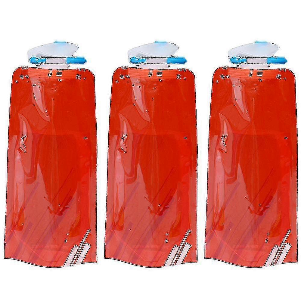 3 Pack 700ml Outdoor Sports Collapsible Kettle, Bpa Free,reusable,leakproof Folding Drinking Water Bottle Portable For Camping, Sports Or Hiking Use (