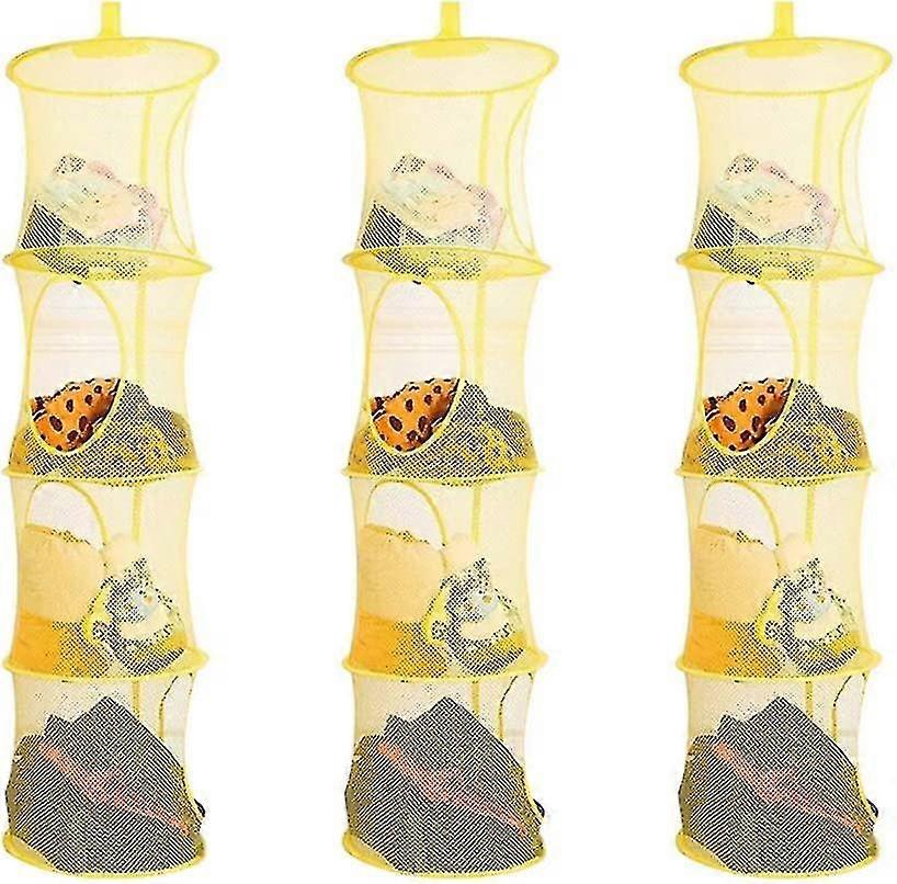 Kids Storage Net 3 Pcs Hanging Drying Net Foldable Mesh Basket Storage For Plush