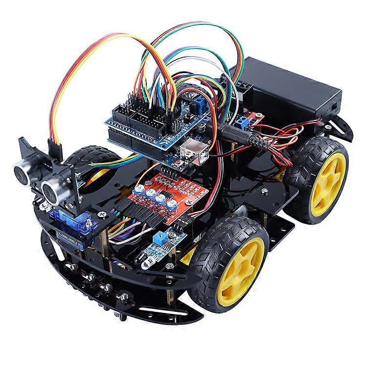 Intelligent and Educational Toy Car Robotic Kit for Arduino Learner, Line Tracking Module, Obstacle Avoidance, IR Remote Control