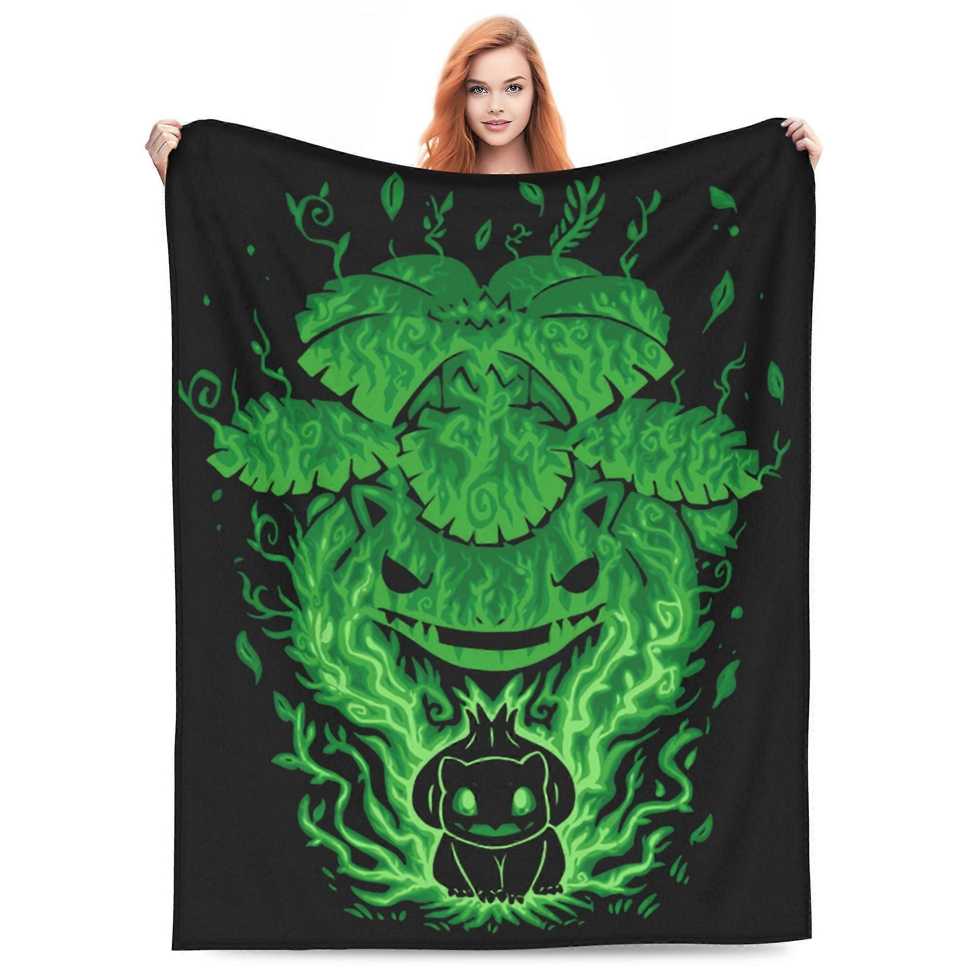 Bulbasaur Cartoon Blanket dla dzieci Nastolatek Dorosły, Ultra Soft Przytulny Luksusowy Polarowy Koc Do Kanapy Rozkładanej Sofy, Ciepły hufhf177