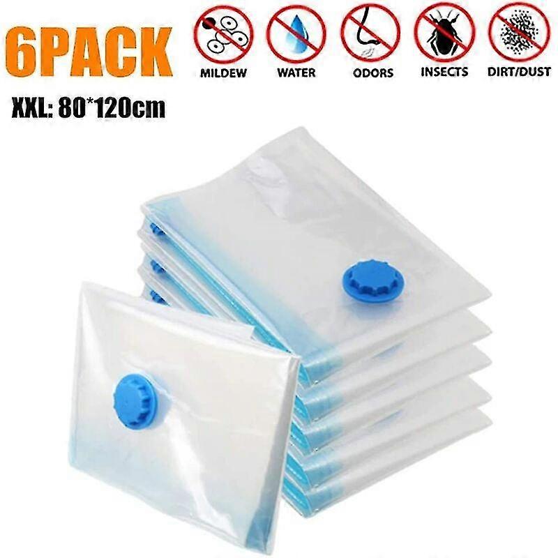 Vacuum Storage Bag With Pump, Set Of 6 Xxl Vacuum Storage Bags - 80*120cm - Random Color - Blue