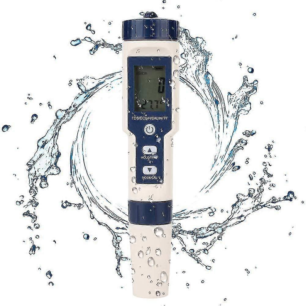 5 In 1 Water Tester Multifunctional Water Quality Tester, Digital Tds/ec/salinity/ph/temperature For Drinking Water, Pool, Aquarium, Fish Ta