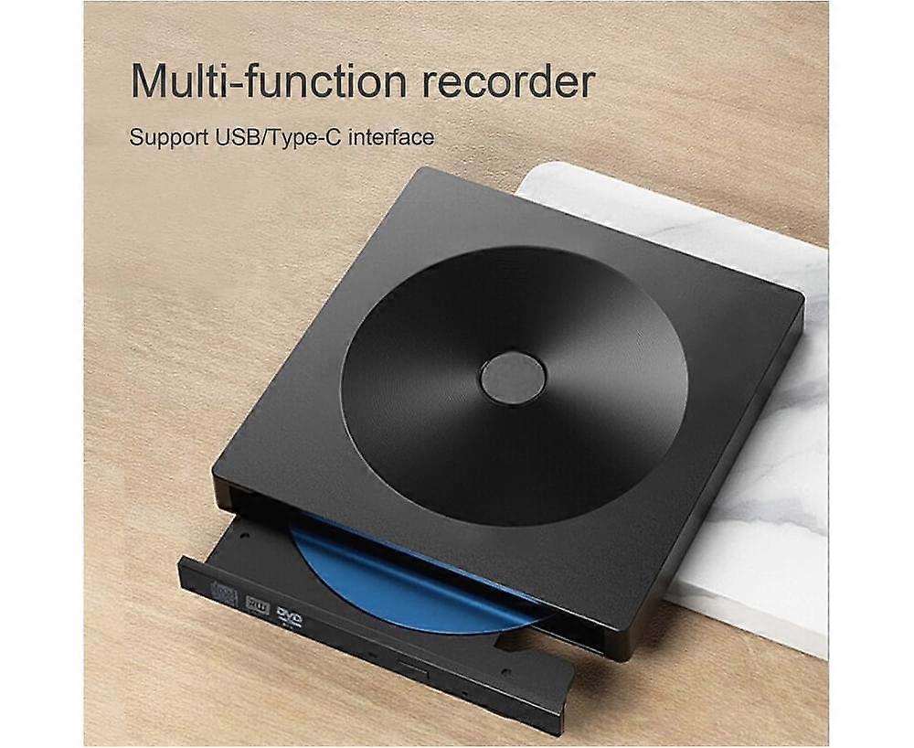 CD-ROM Disk Drive USB 3.0 Low Noise ABS Computer ROM External Drive for Laptop - Black