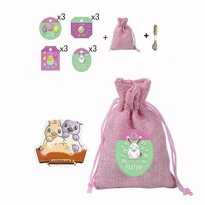 Easter Bunny burlap bag Jewelry Gift Bundle pocket burlap wrap drawstring storage bag