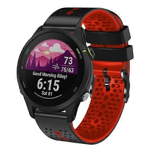 For Garmin Forerunner255 22mm Perforated Two-Color Silicone Watch Band