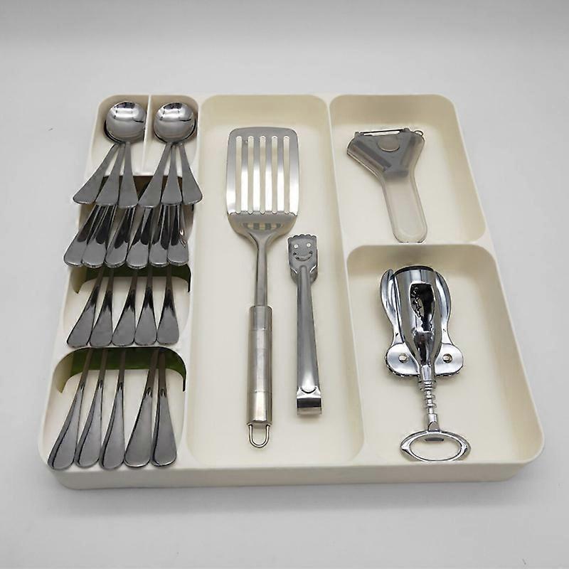 Cutlery Kitchen Utensils and Cooking Utensil Gadget Accessories Organiser,in Drawer Storage White