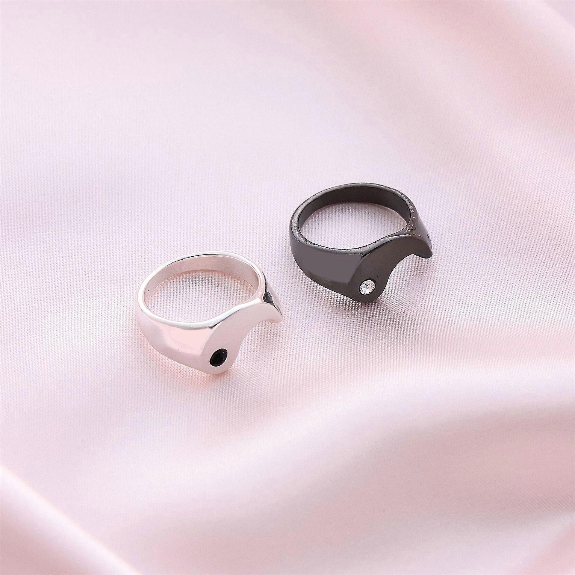 Stainless Steel Black Silver Matching Ring