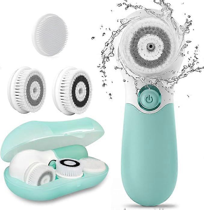 Facial Cleansing Brush Electric Facial Exfoliating Massage Brush with 3 Cleanser Heads and 2 Speeds Adjustable for Deep Cleaning, Removing Blackhead,