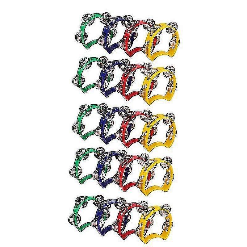 20個のプラスチックタンバリン楽器、ミニハンドヘルドタンバリン、パーカッションリズムパーティー楽器