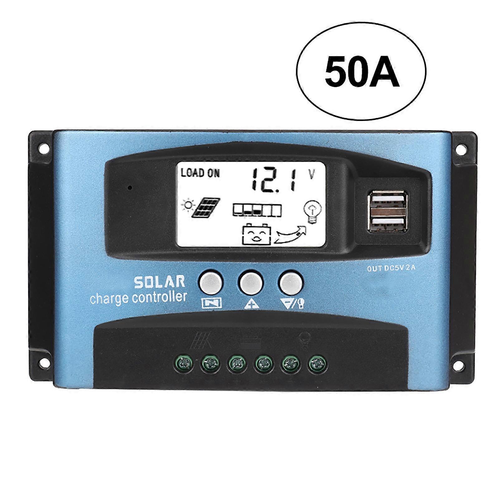 MPPT 50A Regolatore di Carica Solare Doppio Display LCD USB 12V 24V
