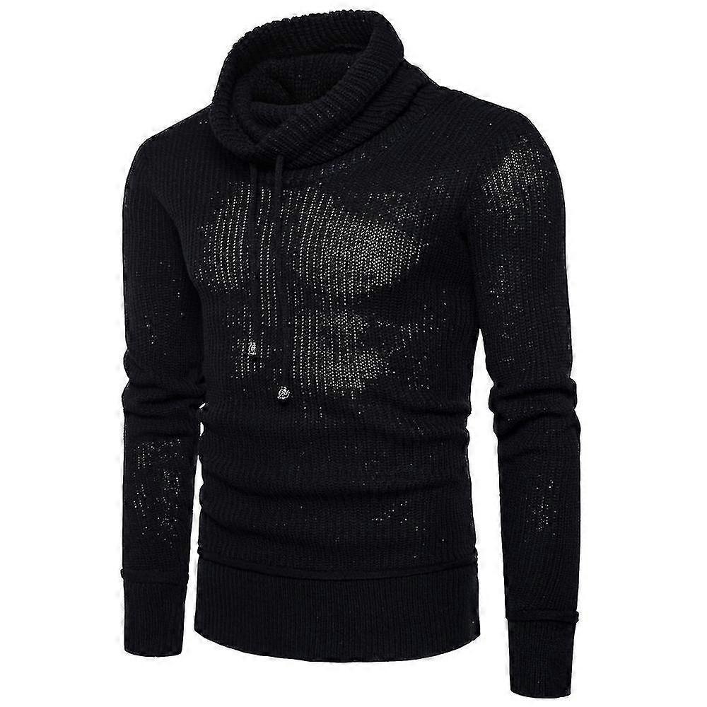 Men Drawstring Pullover Jumper Fall Winter Warm Long Sleeve Sweater Sweatshirt