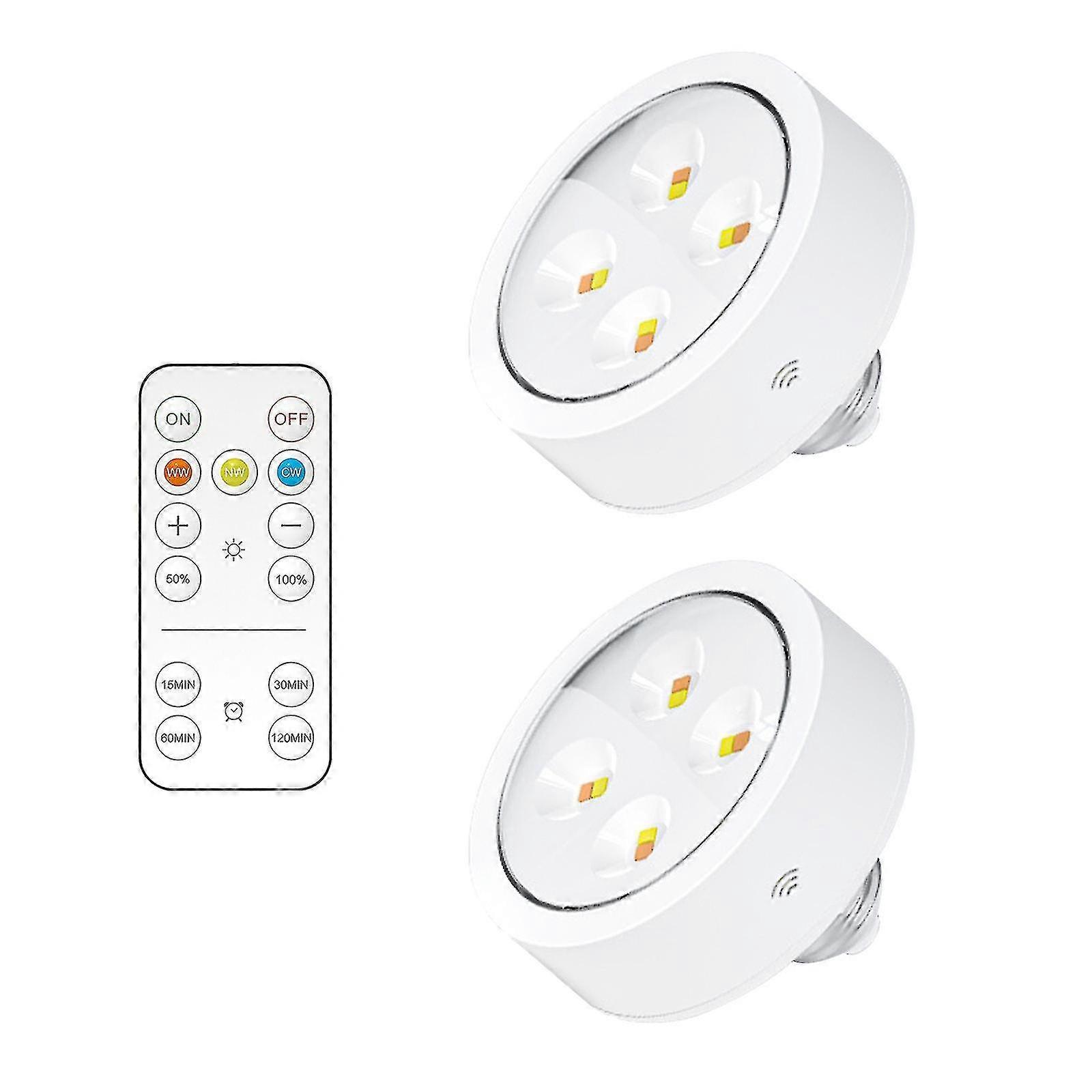 Battery Operated Light Bulbs With Remote, Battery Powered Led Puck Lights With E26 Screw In, Aa Battery Wireless Light Bulb For Non Electric Wall Scon