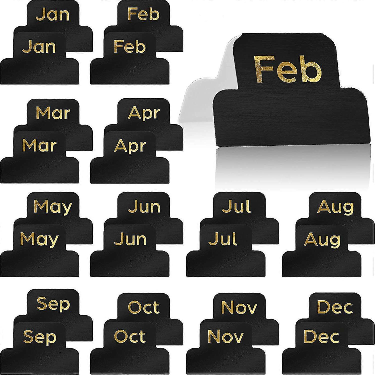 24pcs Monthly Tab Stickers, Adhesive Month Planner Tabs Calendar Index Tab Labels Stickers For Diary Notebooks Office School Home Supplies