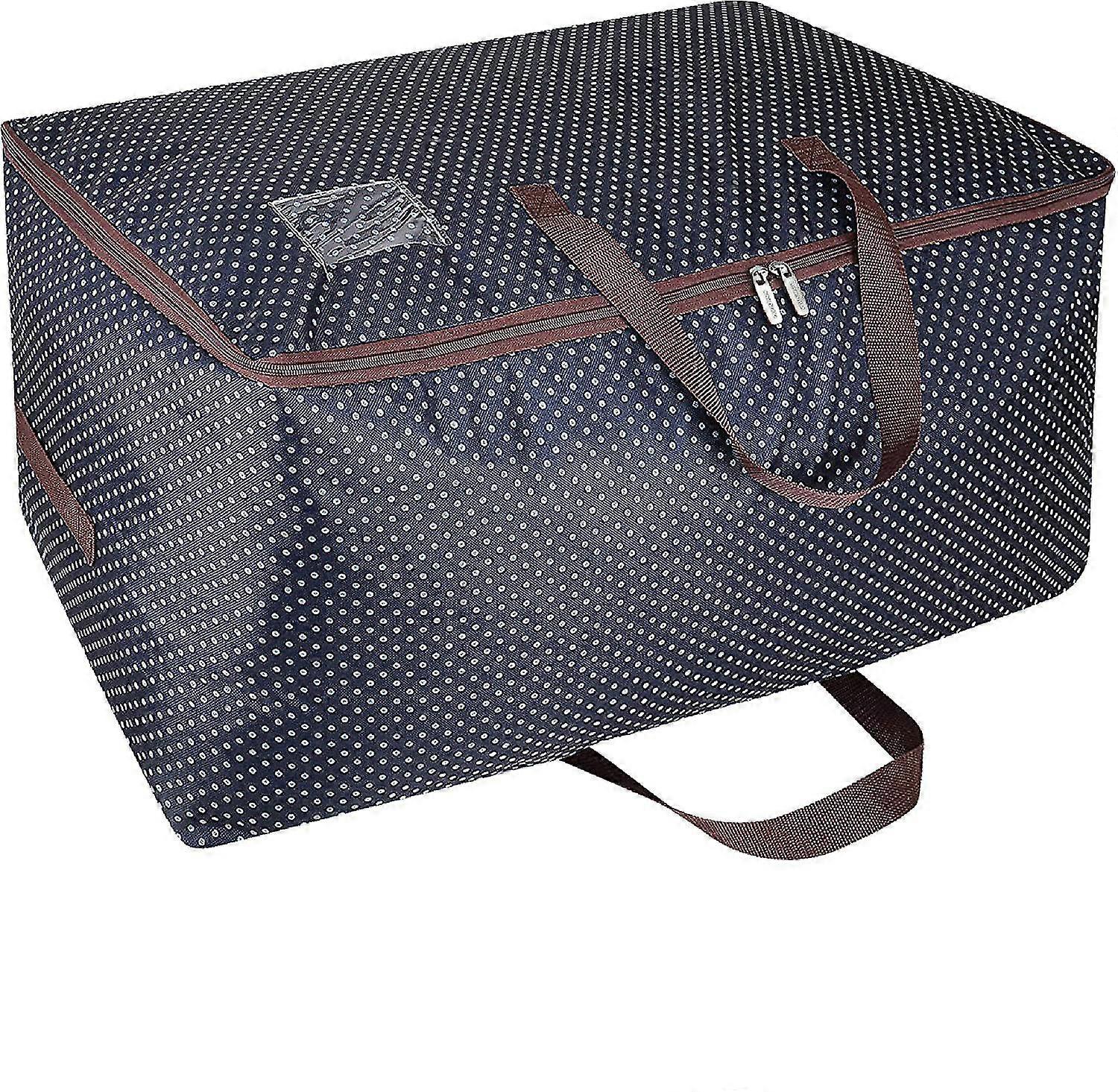 100l Large Underbed Clothes Storage Bag With Zip, Moisture Proof(grey Star)