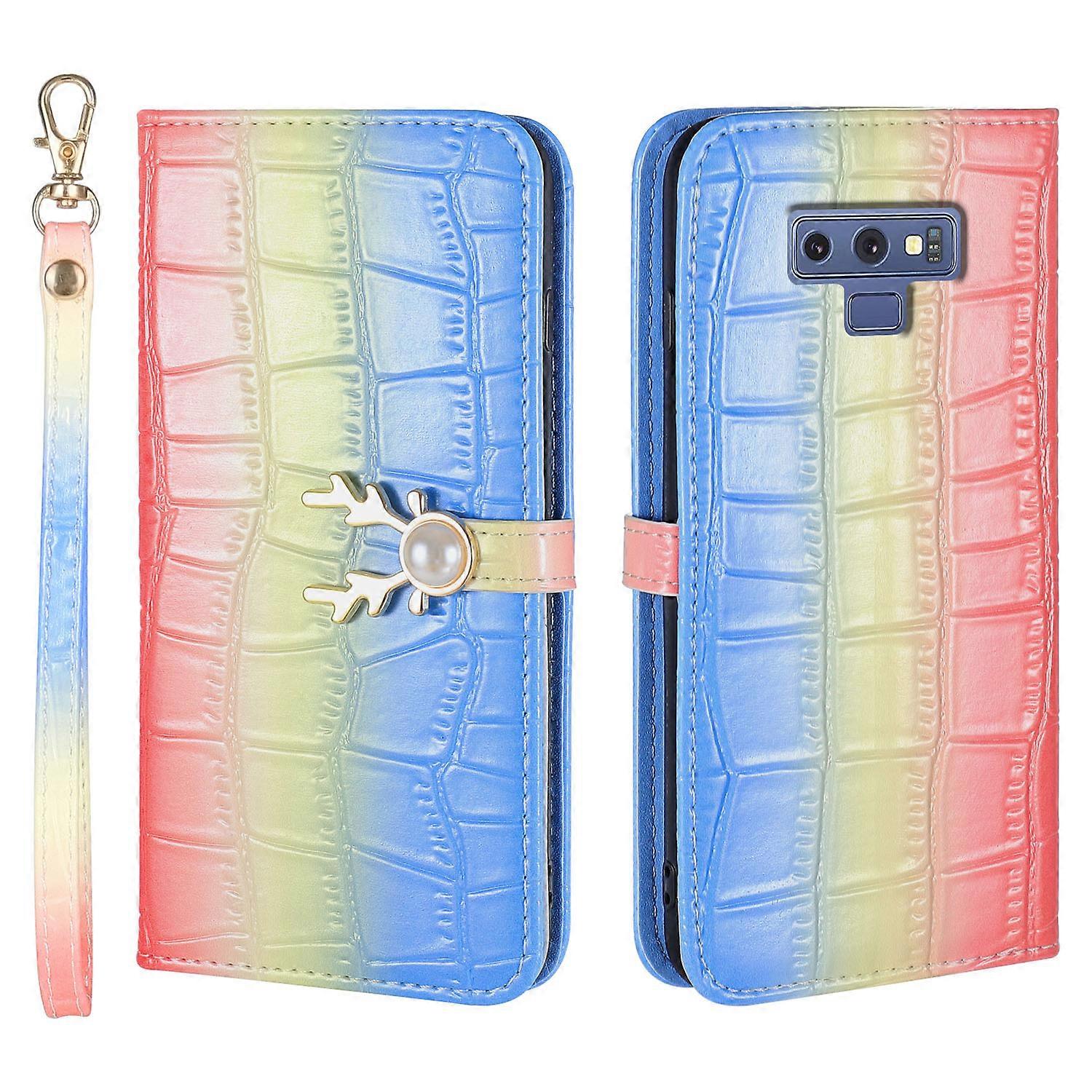 Elk Pattern Phone Case for Samsung Galaxy Note 9 with Card Holder, lanyard, PU Leather Material, Wallet Function, Corner Fall Protection