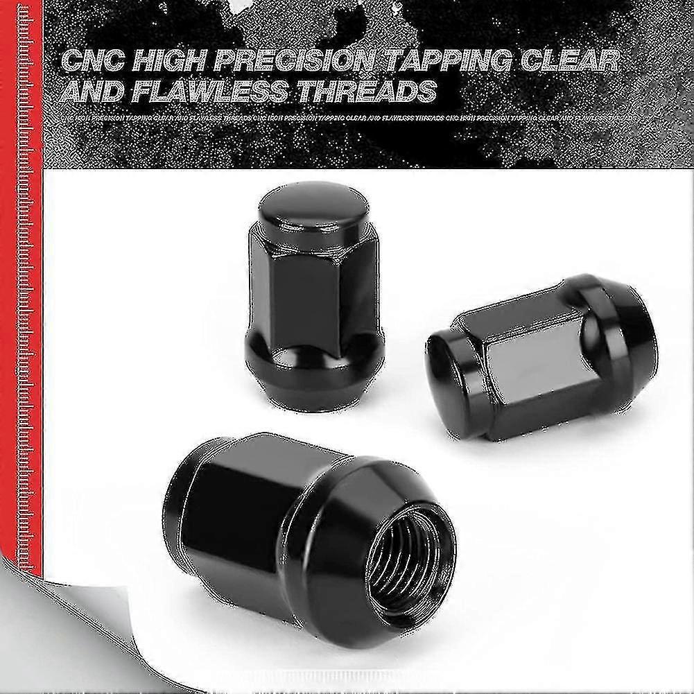 24pcs 12x1.5 Lug Nut Closed End Bulge Acorn Cone Lugnuts, Voor 2007-2022 Cruiser, 2001-2007 Sequoia Zwart