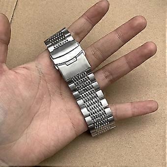 sølv premium rustfritt stål klokke band mesh klokke rem for menn kvinner, doble låser distribusjon lås klokke armbånd erstatning metall band 22mm